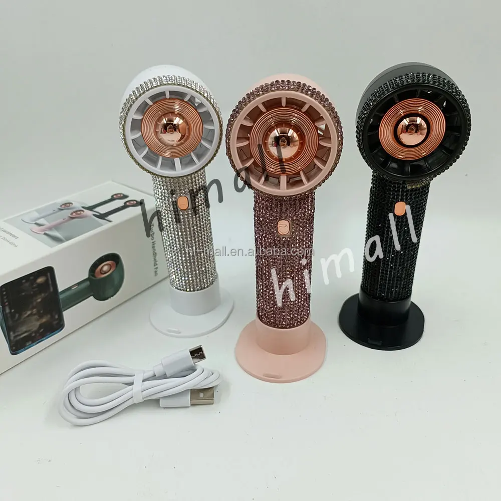 High Quality New Diamond Mini handheld lash fan USB Rechargeable Air Conditioning Fan for eyelash extension tool
