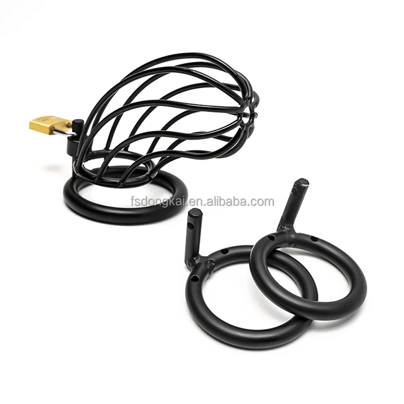 DongKai HOT Selling 3 size types male metal Cage Adult sex toy Male Love Sex Ring Chastity Cage Lock for men BDSM Game play