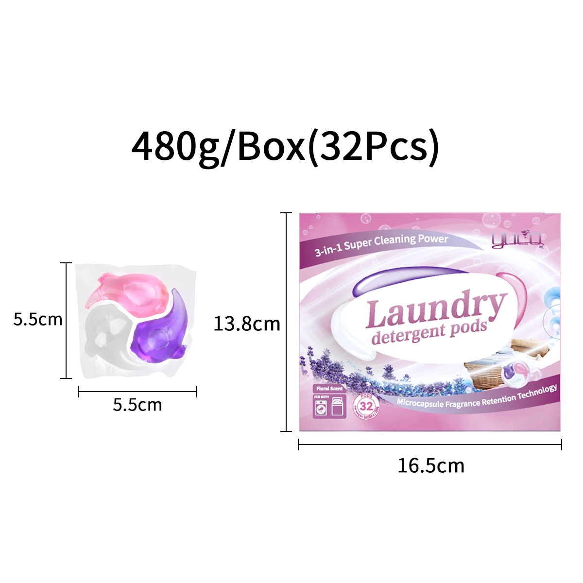 Eco-friendly 3in1 Laundry Detergent Pods 30 Count Superior Cleaning Power Stain Remover  Lavender Vanilla Scent Wash Capsules