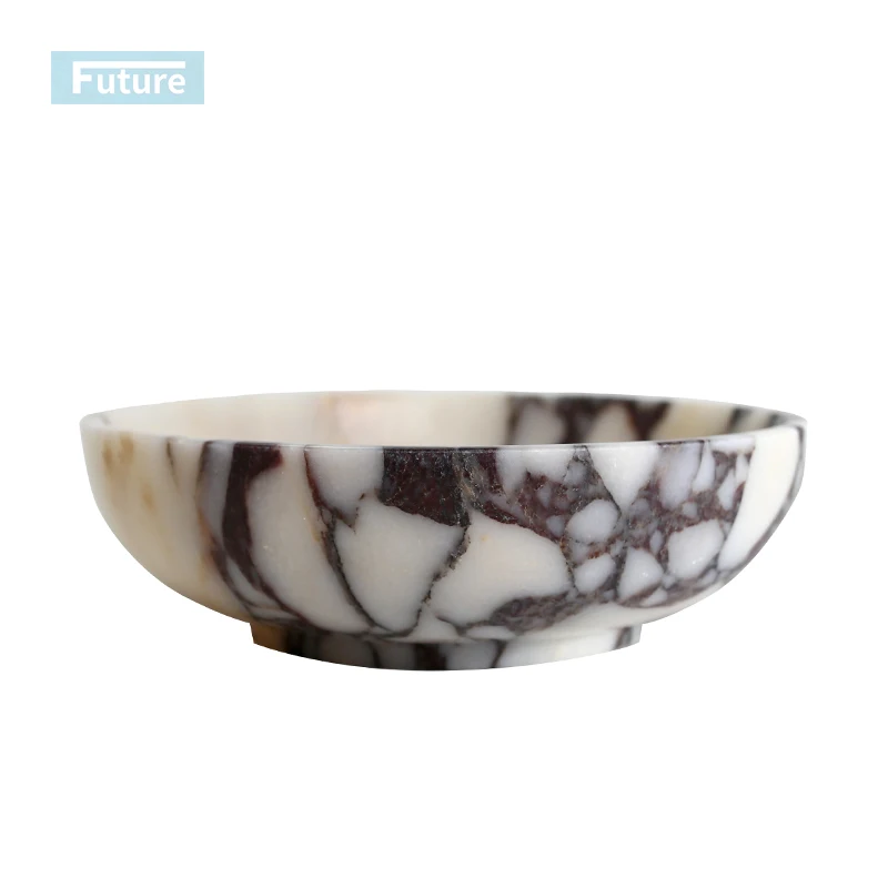 Luxury Marble Decorating Living Room Calacatta Viola Marble Bowl Customized Natural Marble Fruit Bowl For Home Decoration