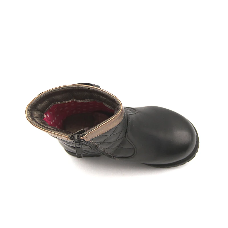 Ботинки до середины икры с бантиком-бабочкой; Детские черные ботинки из искусственной кожи