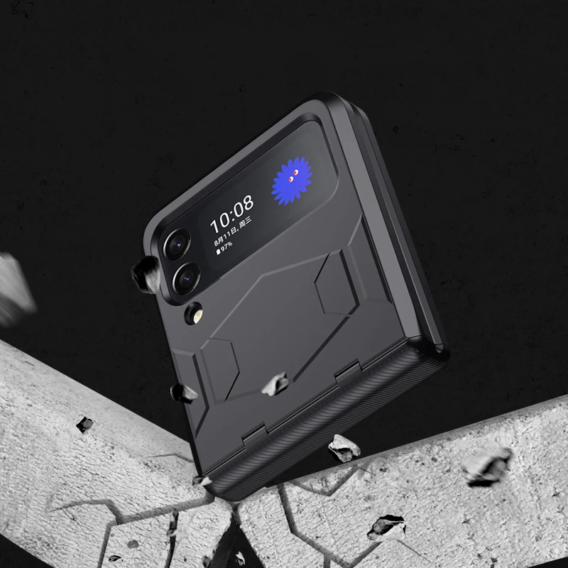 PU Vegan Leather Protective Phone Case For Samsung Galaxy Z Flip 3 5G Front Back Protective Cover Bumper Shell Z Flip3