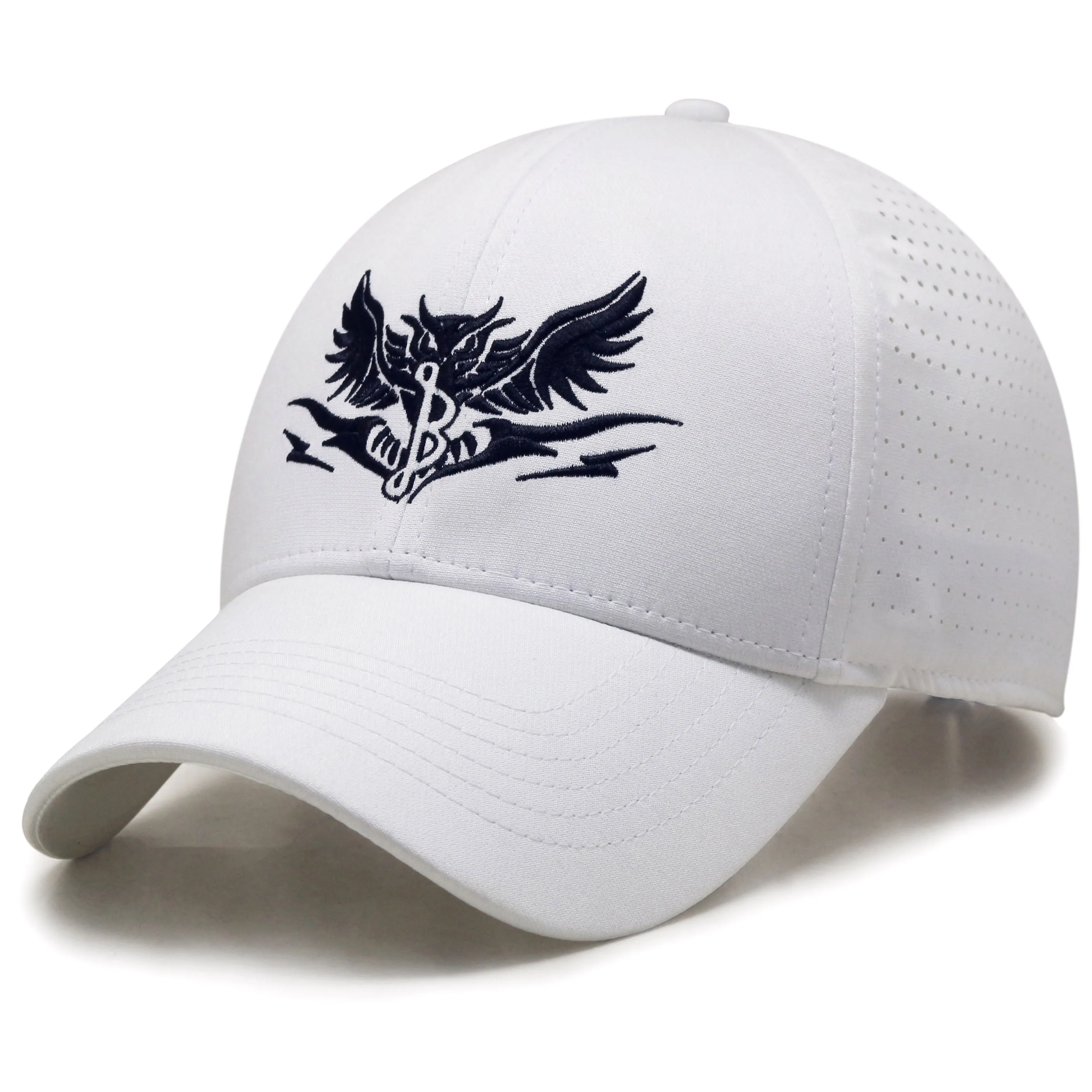wholesale custom laser hole white golf tennis quick-drying mens stock sport hat ventilated racing baseball cap
