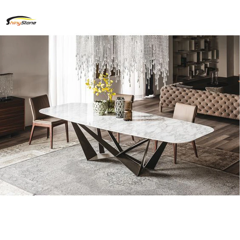 Slim stainless steel table foot krion Solid Surface round marble table top