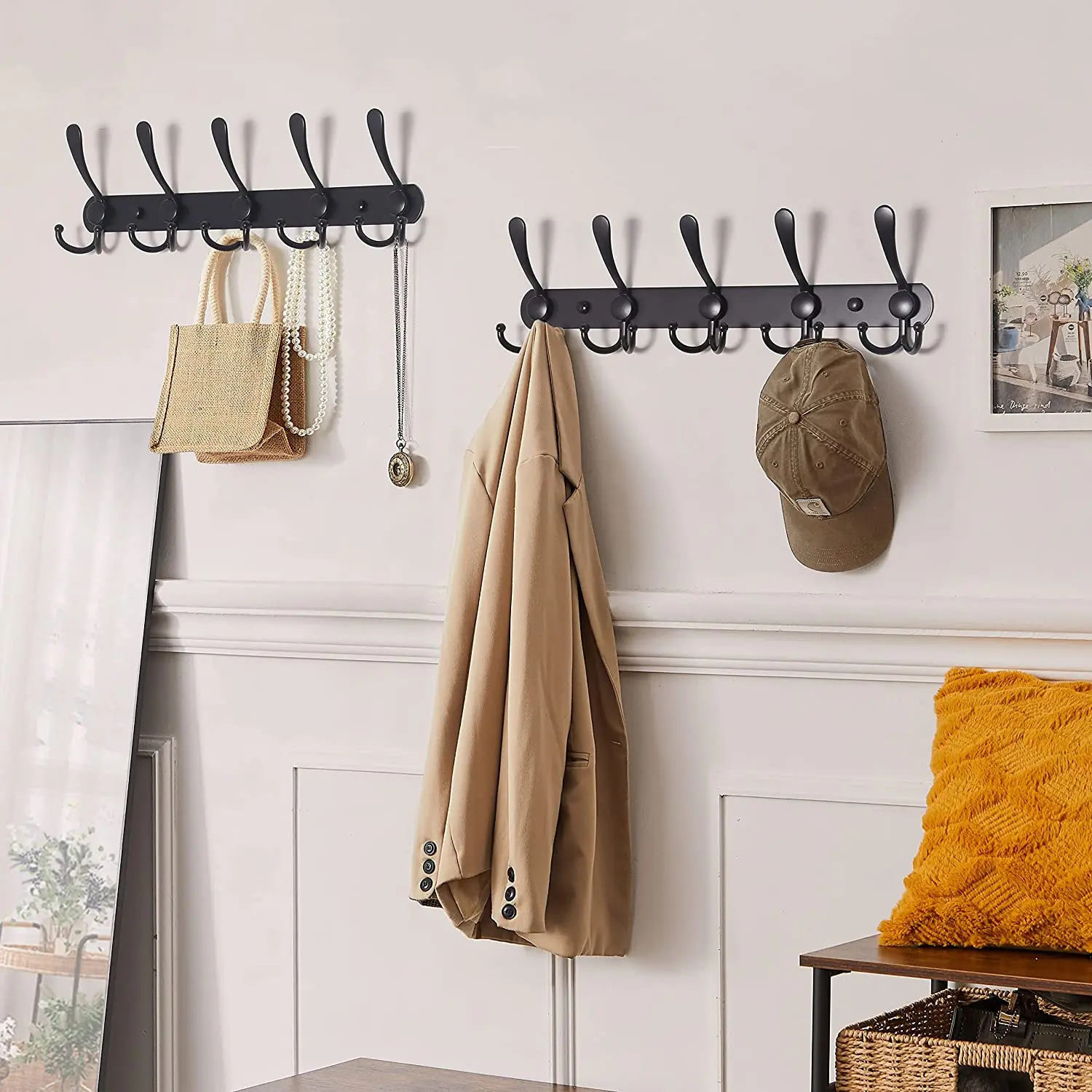 Coat Rack Wall Mounted Heavy Duty Stainless Steel  Metal Coat Hook Rail for Coat Hat Towel Purse Robes Mudroom Bathroom Entryway