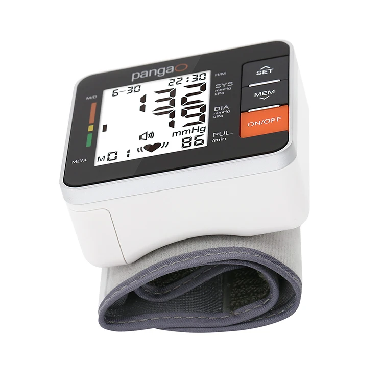 Pangao digital electronic automatic portable talking voice wristbp machine digital blood pressure monitor for home use