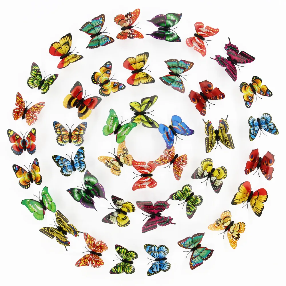 Wholesale Home Decoration 3D Fridge Magnet Custom 7CM Double Layer Simulated Butterfly Magnetic Refrigerator Magnet