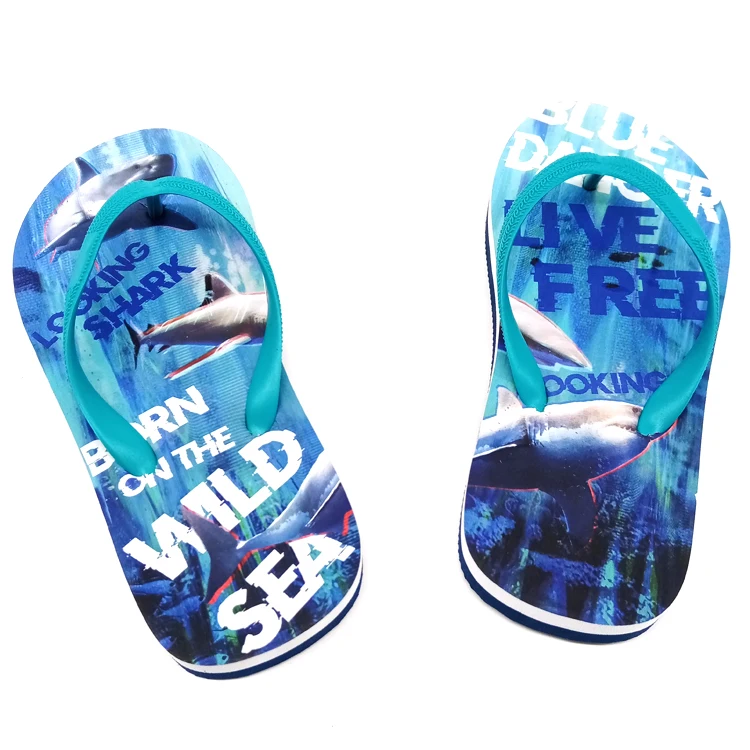 Chinese factory summer beach sandals blue color animal cool kid boy eva slipper slides non slip children flip flops