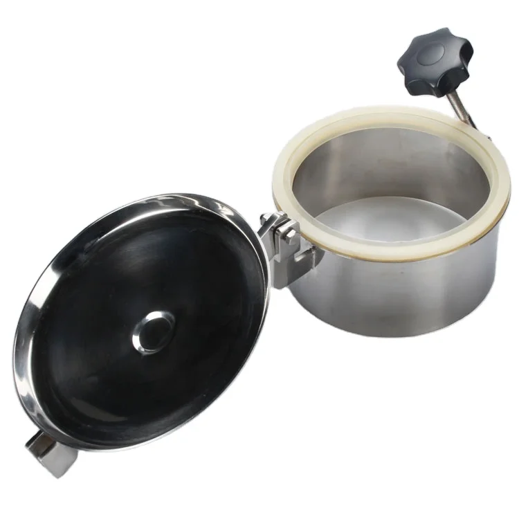 Food Grade Sanitary Stainless Steel 304 316L Rounded Tank Manhole Cover With Pressure