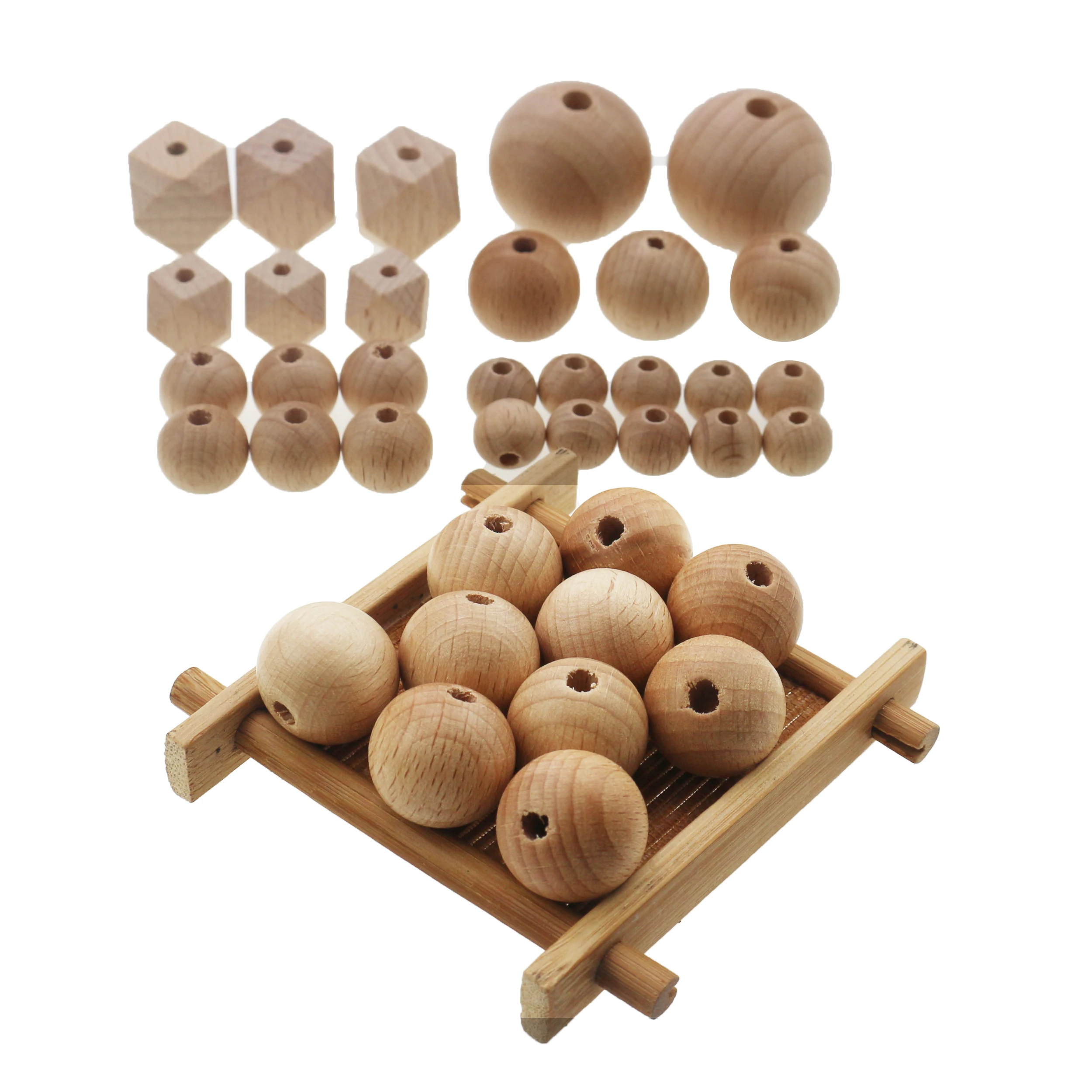 Бусины Из Натурального необработанного бука, круглые деревянные для прорезывания зубов, для изготовления ювелирных изделий, 10 мм, 12 мм, 15 мм, 16 мм, 18 мм, 20 мм