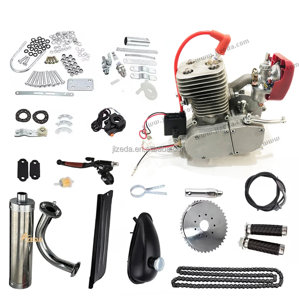 2 stroke 100cc YD100 engine kit DIY motorized bike 80cc 60cc stainless steel pipe gas engine set