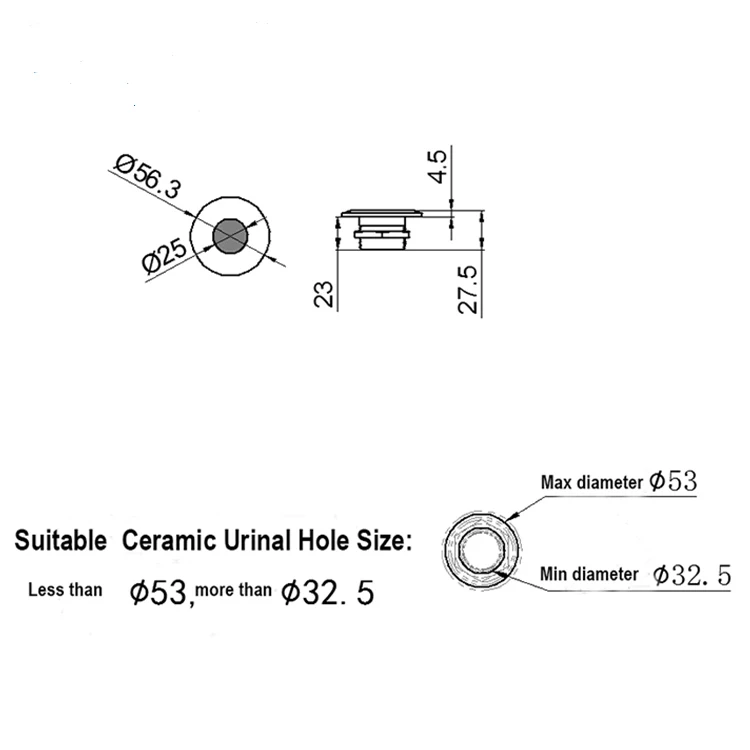 HY-366A Wall-Mounted Automatic Brass Sensor Flush Valves Round Ceramic Urinal Parts with for Bathrooms