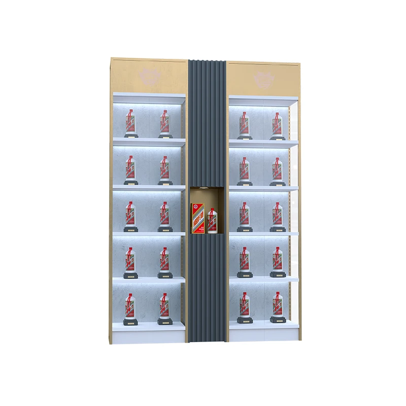 Factory direct  custom wholesale metal steel-wood cabinets and wine shelves display shelves for stores