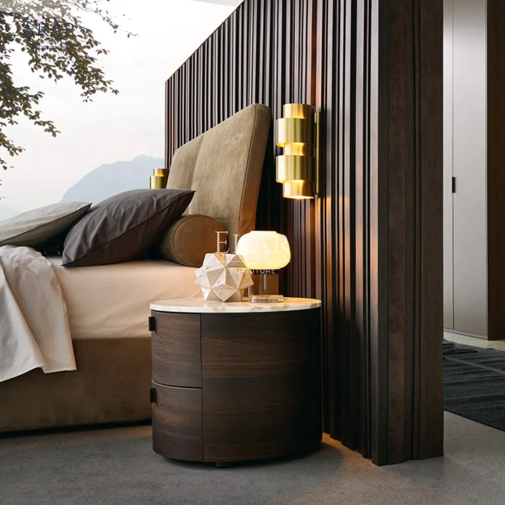 Modern Luxury White Oak Mountain Grain Smoked Bedside Cabinet for Bedroom Home Hospital School Contemporary Style for Hall Use