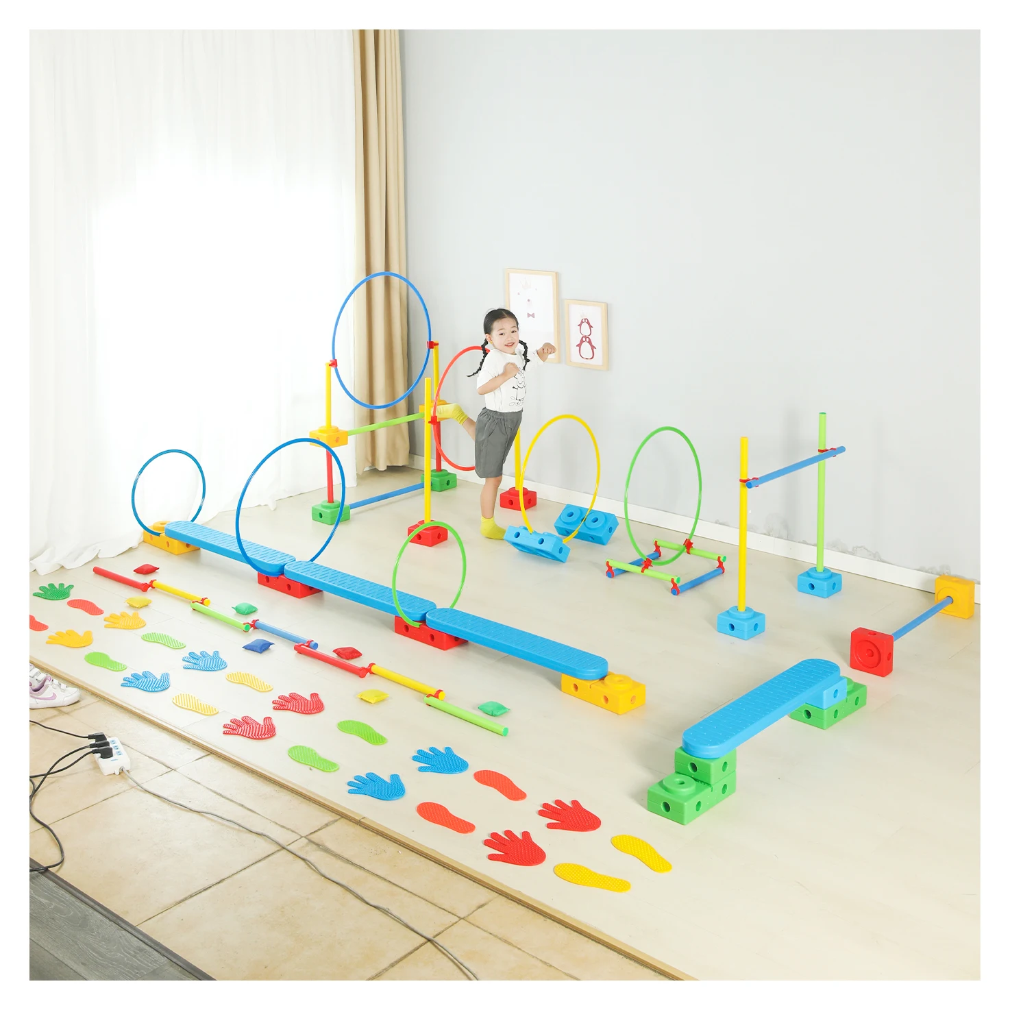 114PCS Children Cone Vestibular Training Combined Balance Bridge Hurdle Drilling Vientiane Combination Portable Soccer Cones