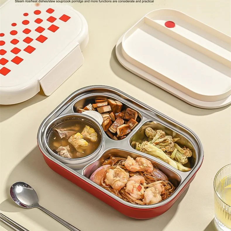 2024 304 Stainless Steel Bento Lunch Box for Adults Sustainable Metal Dinnerware Set Food Container for Lunch and Dinner