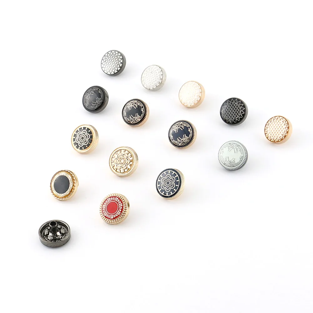 Wholesale Decorative Abaya Design Round Button Bag Cloth Zinc Alloy Cover Custom Logo Metal Thobe Press Button Snap for Clothes
