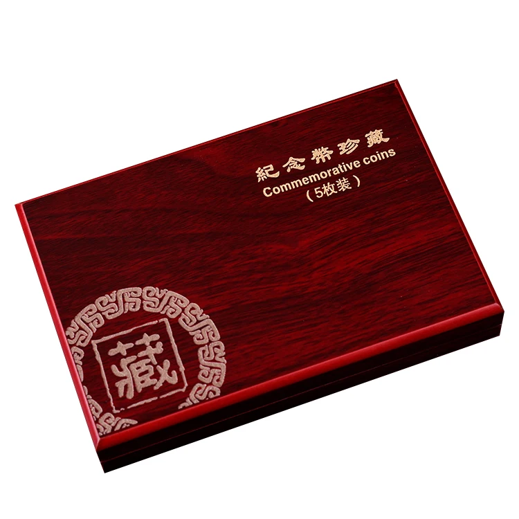 Chinese Supplier Low Price Wholesale Vintage Style 5 coin wooden fancy box  27mm wooden coin display box