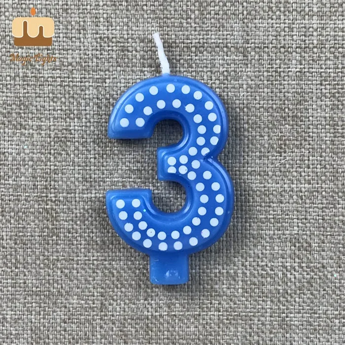 Polka Dot Blue Number Candle 0-9 In The World