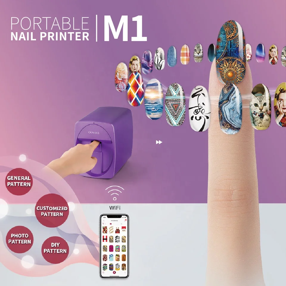 O2nails portable nail printer M1 nail printing machine for DIY nail art design