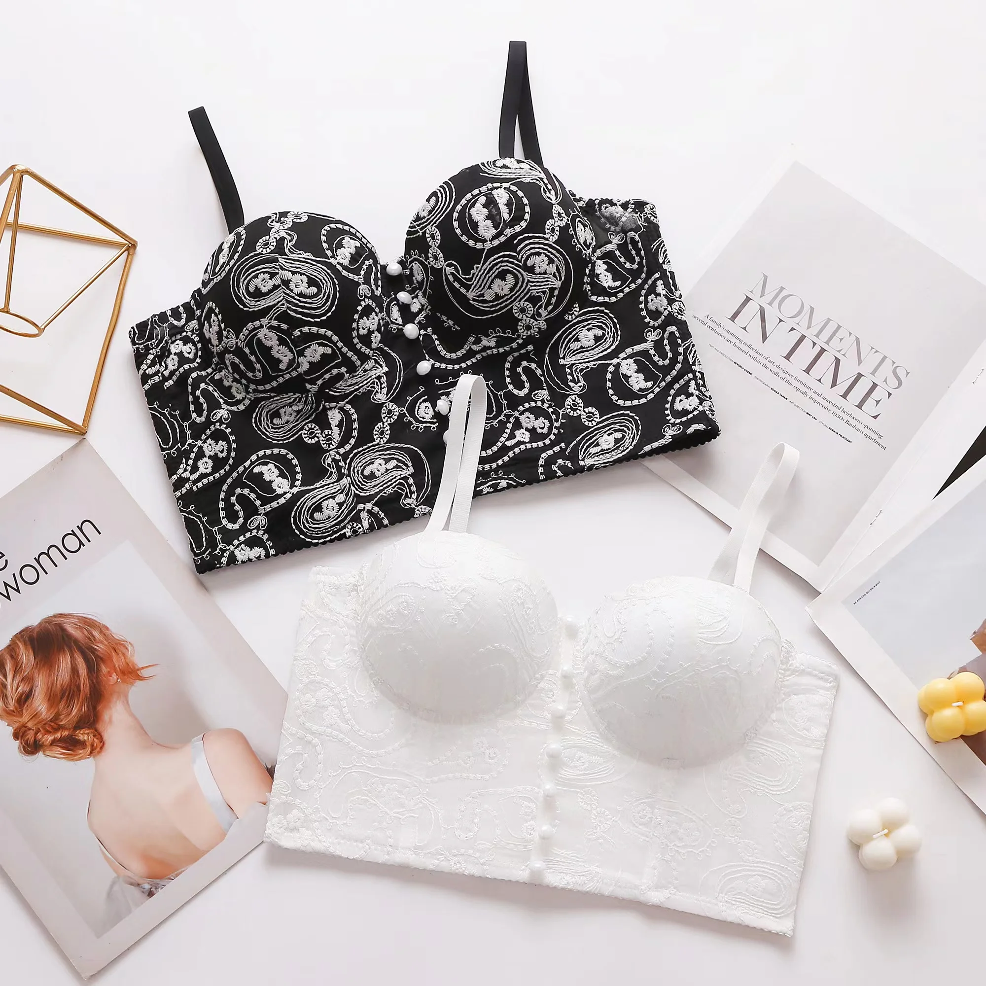 Customized Labels All Cotton Plus Size Sports Bra Convertible Lace Adjustable Eco-Friendly Push Seamless Big Corset Bra Tops