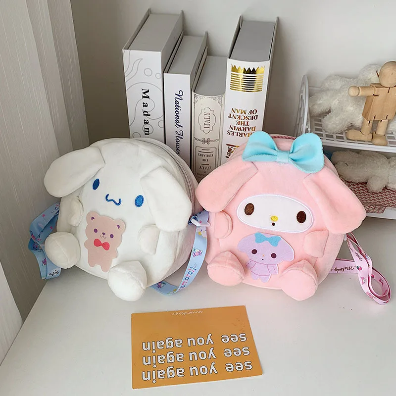 Custom Logo Melody Kuromi My Melody Cinnamon Push Bag Cartoon Children Stuffed Animal Plush Toy For Kids Gifts School Bag