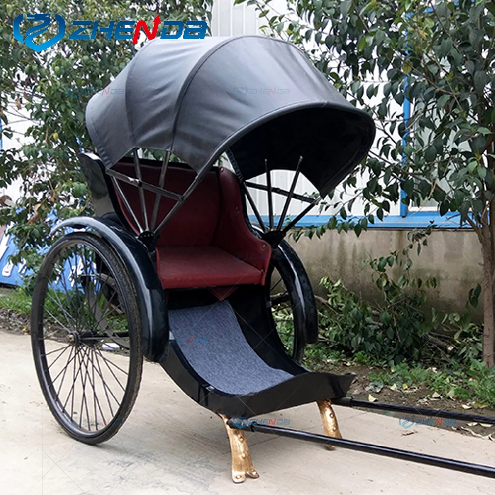 Hot selling Classical Shanghai Sightseeing Travel Rickshaw 2 Wheels Horse Doawn Carriage for sale ZD-RS13