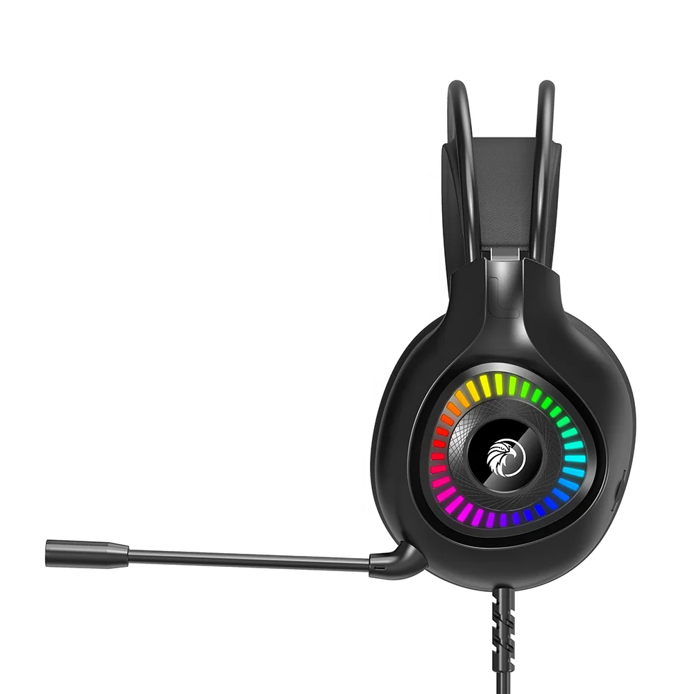 Ultra-soft earmuffs 3.5mm Audio Omnidirectional Mic 50mm Driver Unit 7.1 Surround Sound RGB LED Light Gaming Headset for PC