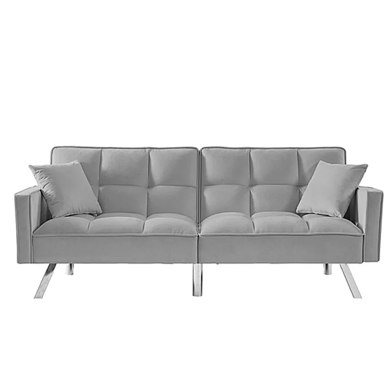 Wholesale Luxury Furniture Metal Frame Modern Grey Fabric Bed Folding Sofas Multifunctional Double Folding Sofa Bed for Office
