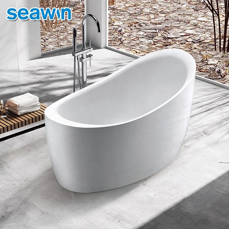 Маленькая дизайнерская акриловая ванна SeaWin для ванной комнаты размером 130 см, глубокая автономная ванна для отеля (1600334621636)