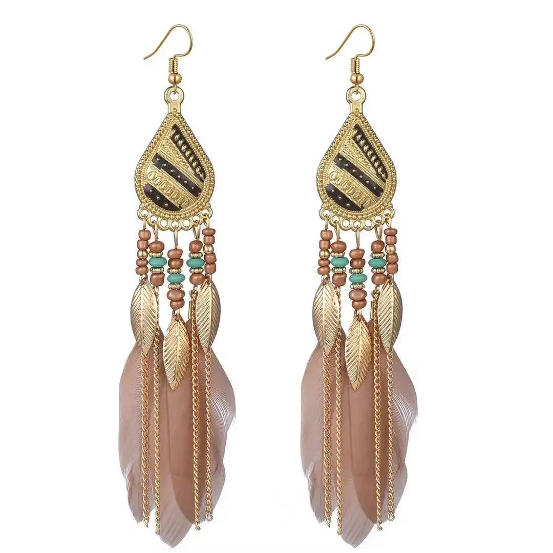 
Popular earrings jewelry exaggerated ethnic style feather earrings Bohemian earrings 