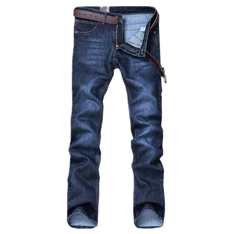 
Wholesale High Quality Men Cotton Straight Classic Jeans Male Denim Pants Dark Blue New Design Men Casual Trousers 