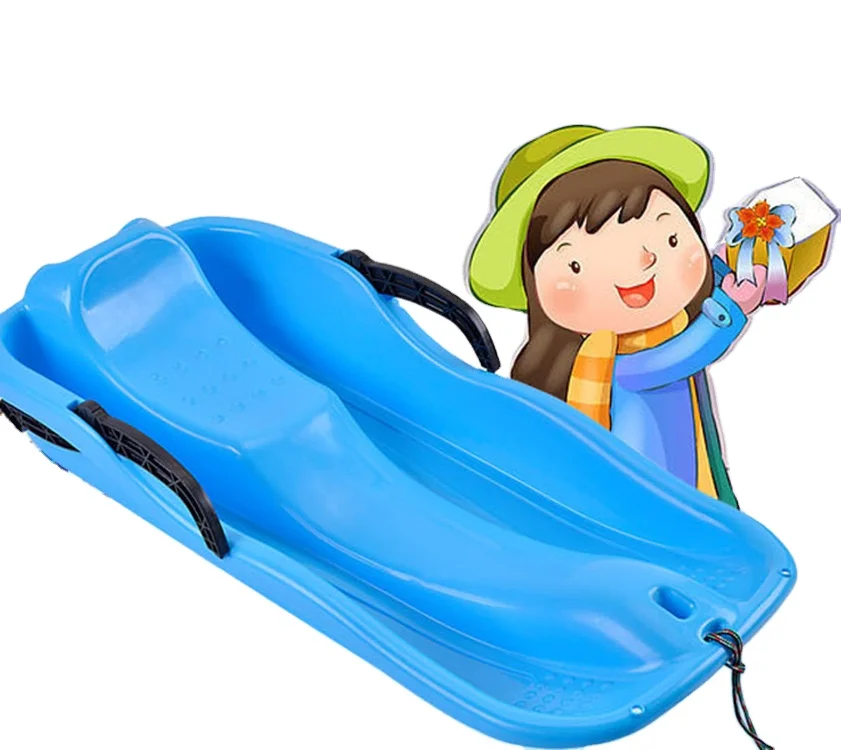 Portable Plastic Snow Slider Bobsled Sand Grass Toboggan Sled with Brake Factory OEM plastic snow sledge for adults