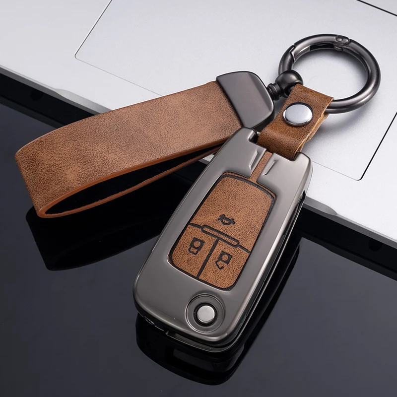 Car Key Accessories New Luxury Leather Car Key Holder Custom Car Key Case Cover For Chevrolet  Malibu Equinox Cruze Spark