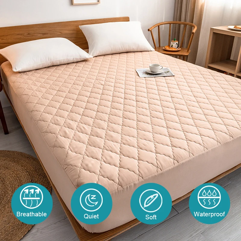 Soft Thickened Quilted Cotton Mattress Bed Cover Waterproof Mattress Protector