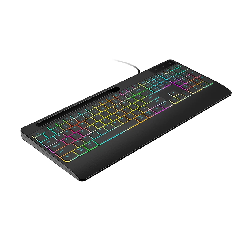 New Arrival Keyboard Wired Waterproof Silent Professional Backlit Backlight RGB LED PC Office PAD Card Slots Keyboard Wired