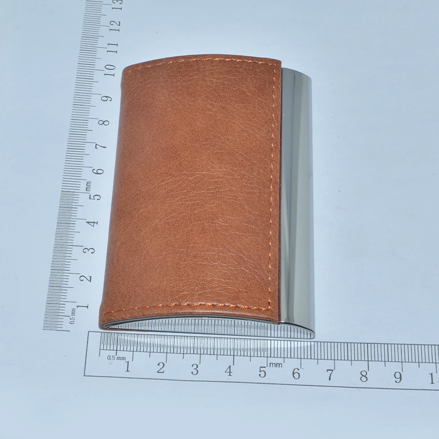 Factory Price Metal Card Case Metal Business Holder Name Aluminum Card Holder Custom Genuine Leather Card Holder