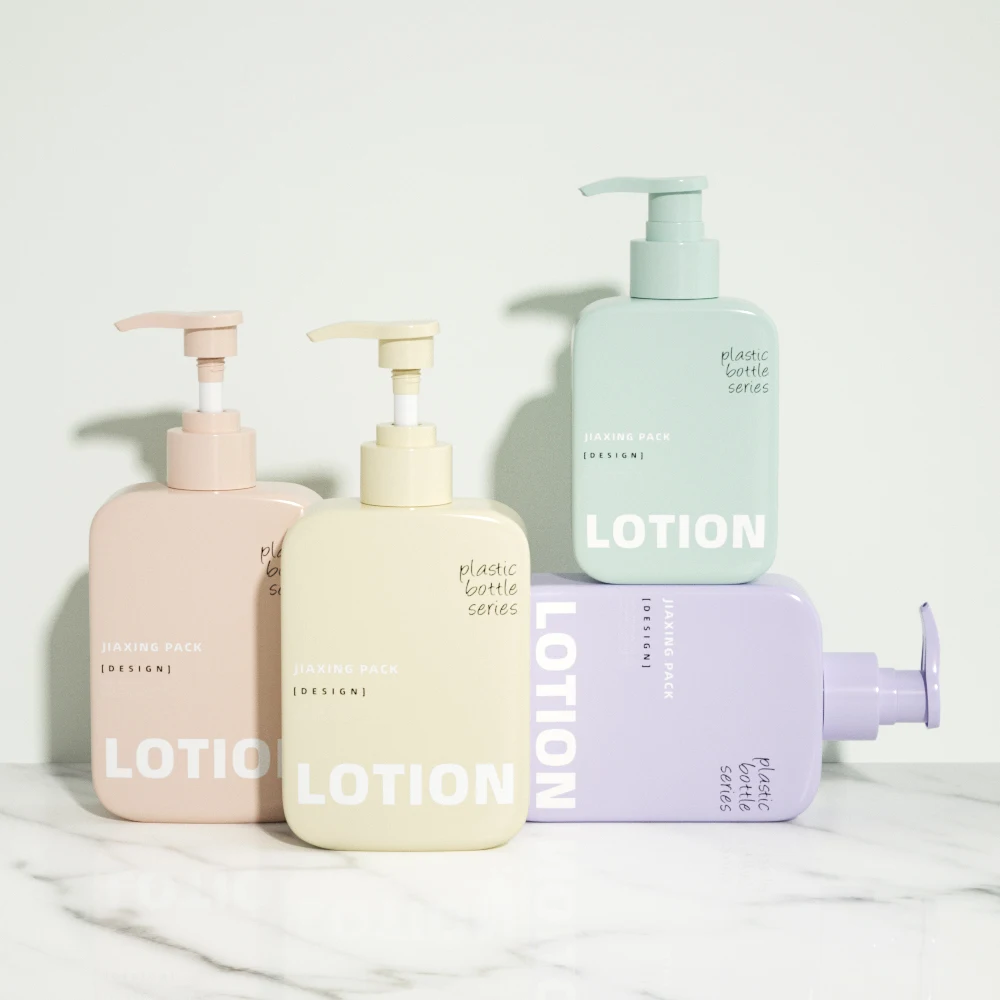 OEM ODM Custom 150ml 300ml Recyclable Hdpe Plastic Body Lotion Pump Bottle Cosmetics Square Shaped Unique Lotion Bottles Luxury