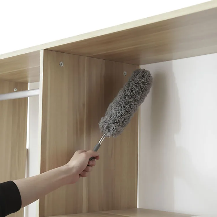 Extendable Feather Duster Stainless Steel Extension Pole Extra Long Dust Removal Telescopic Microfiber Duster