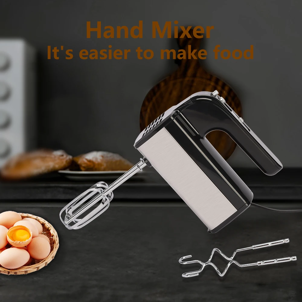 Stainless Steel Hand Mixer 5 Speed Small Portable Electric HandHeld Food Mixer With Turbo