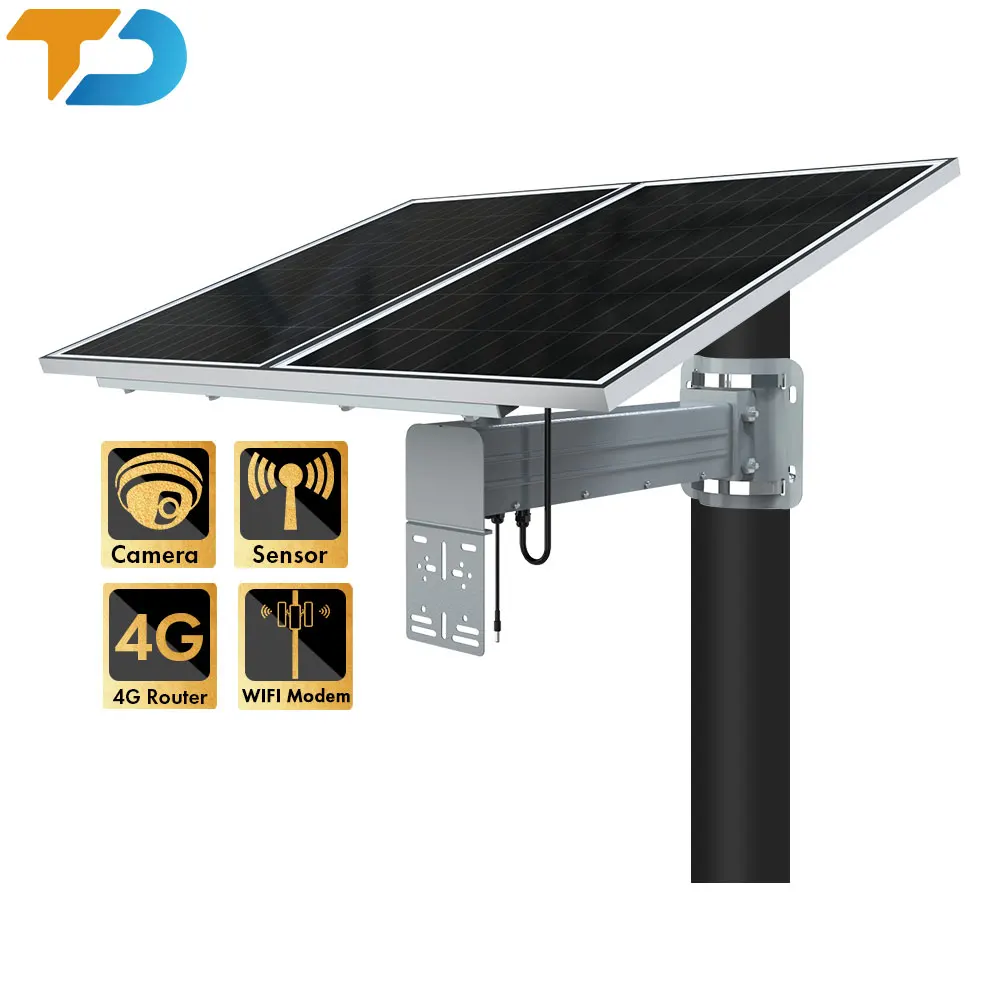 Tecdeft High Efficiency Power System 60w Solar Panel Kit With 3.2v60ah Lithium Battery Solar Energy System For Cctv Camera
