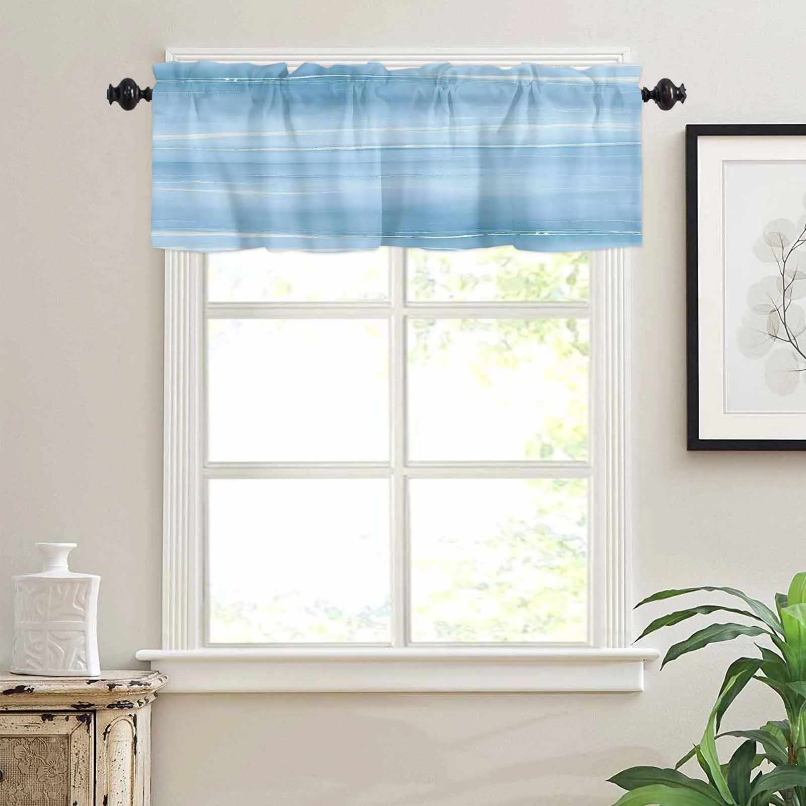 OEM Marble Waves Kitchen Valances Half Window Curtain Abstract Blackout Decoration Window Valances Drapes for Kitchen Bedroom