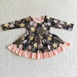 New Fall Baby Girls New Year Costume Fireworks Balloon Long Sleeves Dresses
