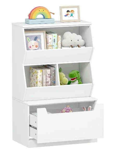 Toy Storage Cabinet, Kids Toy Storage Organizer with Drawer, Open playroom Storage Furniture with Cubbies for Kids