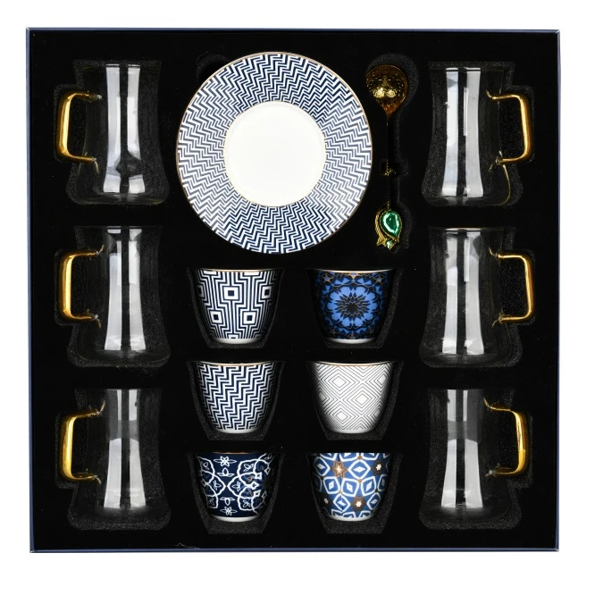 Porcelain Fine Porcelain Shandong Ciramic Ceramic Glass Coffee Bone China Arabic Cups Set Cawa Cup