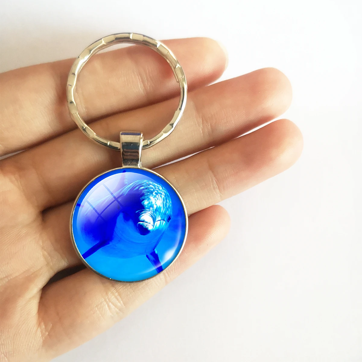 Sea Animals Key Chains Dolphin Shark Glass Cabochon Keychain Tortoise Keyring Starfish Pendant Trinket