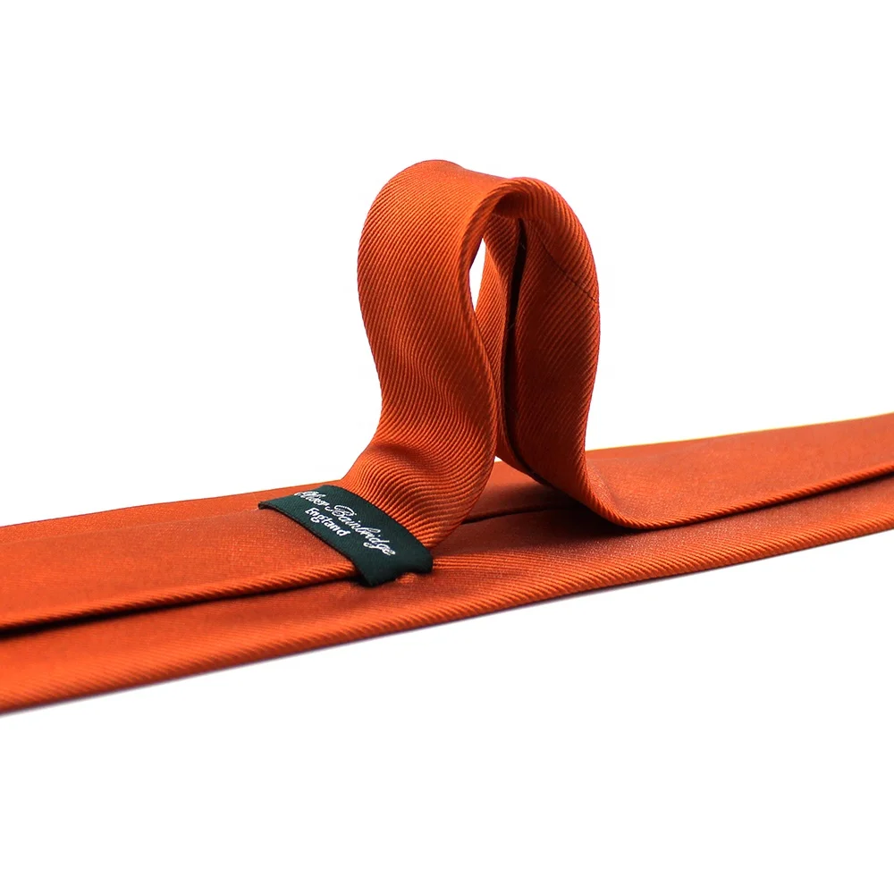 China Suppliers Wholesale Handmade Men Business Fashion Solid Color Necktie Exquisite Grosgrain 100% Silk Woven Burnt Orange Tie