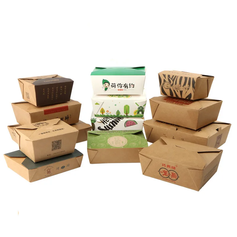 disposable take out food containers brown kraft paper take out food lunch boxes