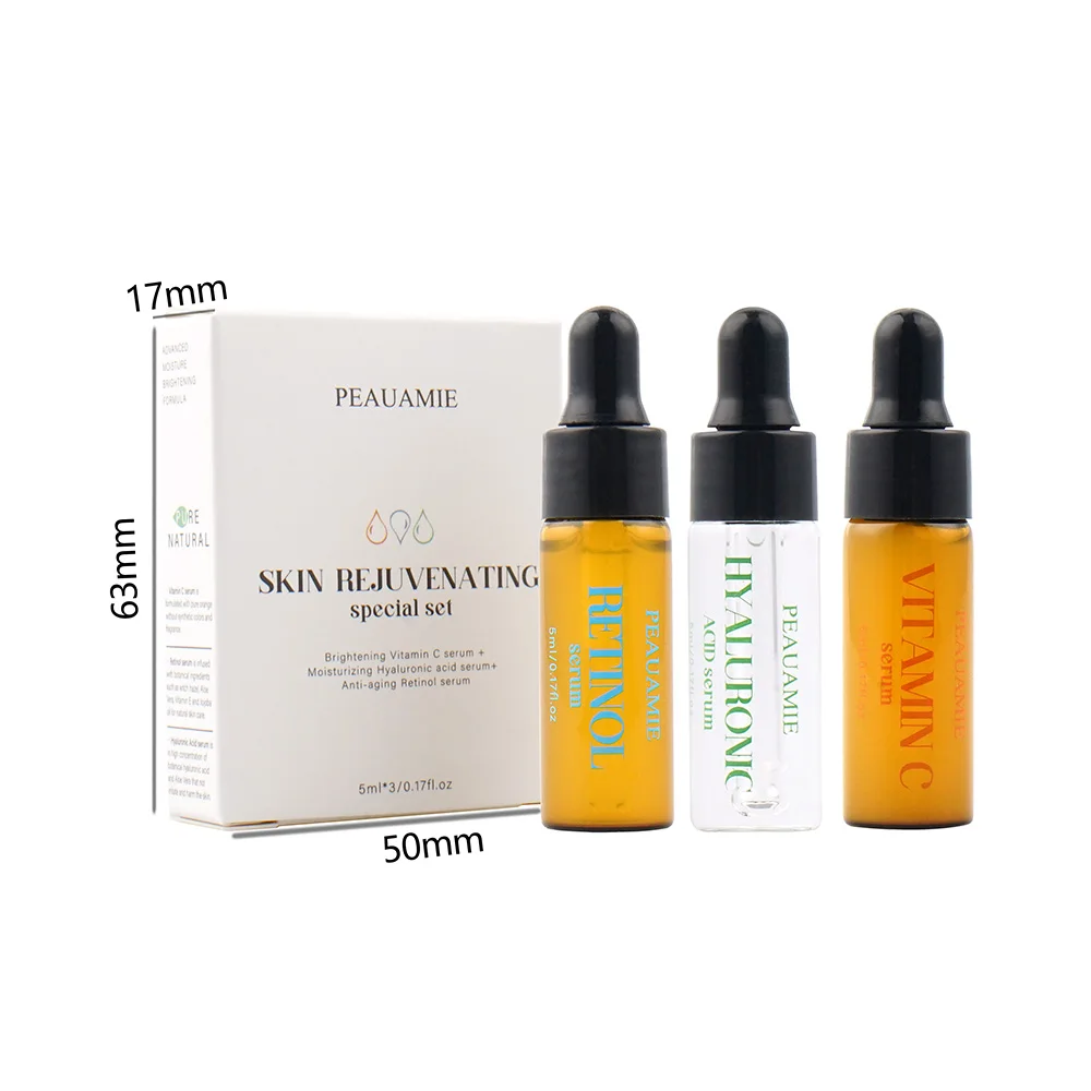 3 In 1 Essence Set Anti Aging Acne Treatment Vitamin A Hyaluronic Acid Vitamin C Skin Care Face Serum
