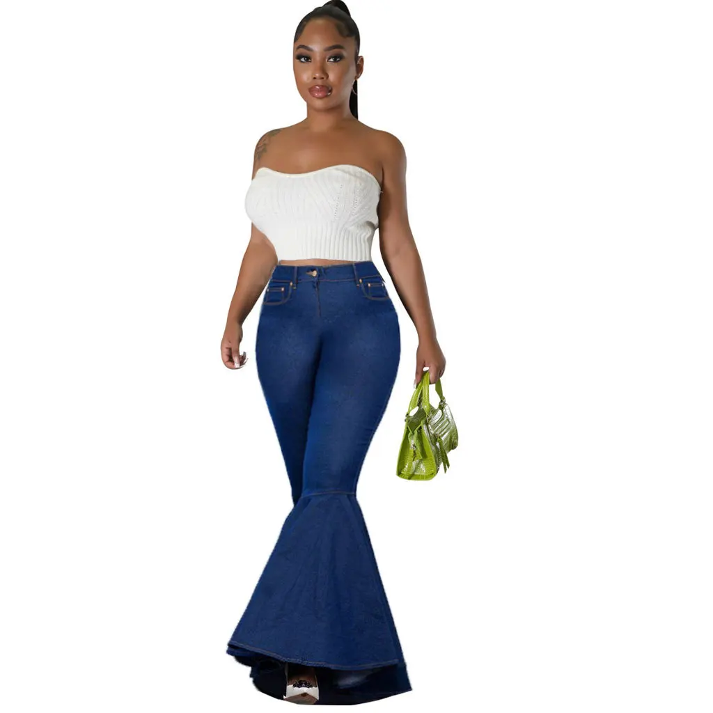 designer boutique vintage sexy streetwear casual floor length high waist skinny bodycon sheath denim boot cut flared jeans